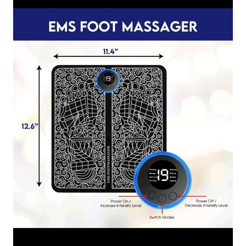 EMS Foot Massage Pijat Kaki Elektrik Refleksi Pad Mat Akupuntur Portable Meningkatkan Sirkulasi Darah Meredakan Sakit