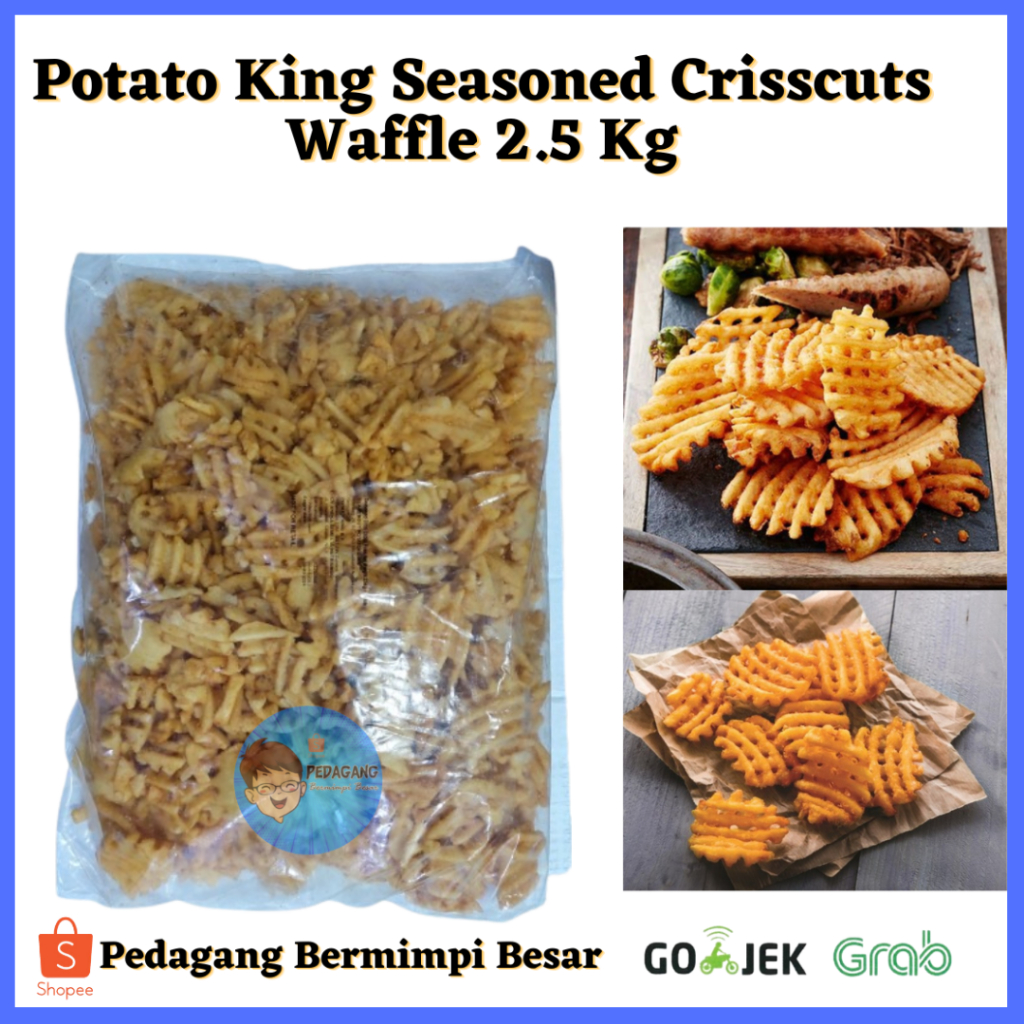 Potato King Seasoned Crisscuts Waffle Berbumbu 2.5 Kg/ Potato Criss Cut Waffle Fries / Kentang Waffle