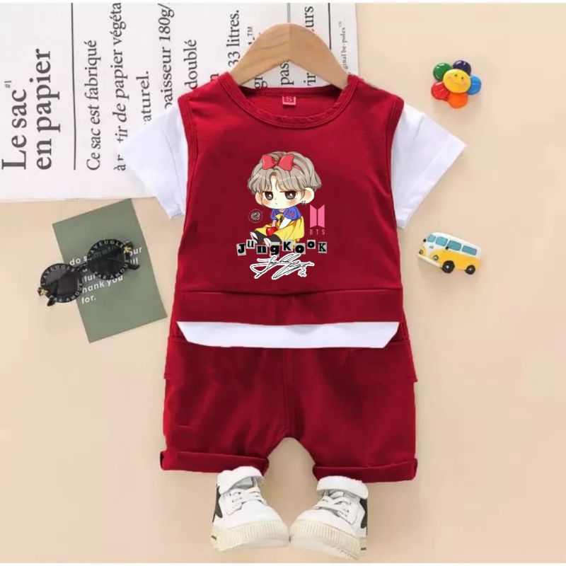 SETELAN ROMPI ANAK LAKI LAKI/ SETELAN BTS JUNGKOOK/ BAJU BTS ANAK