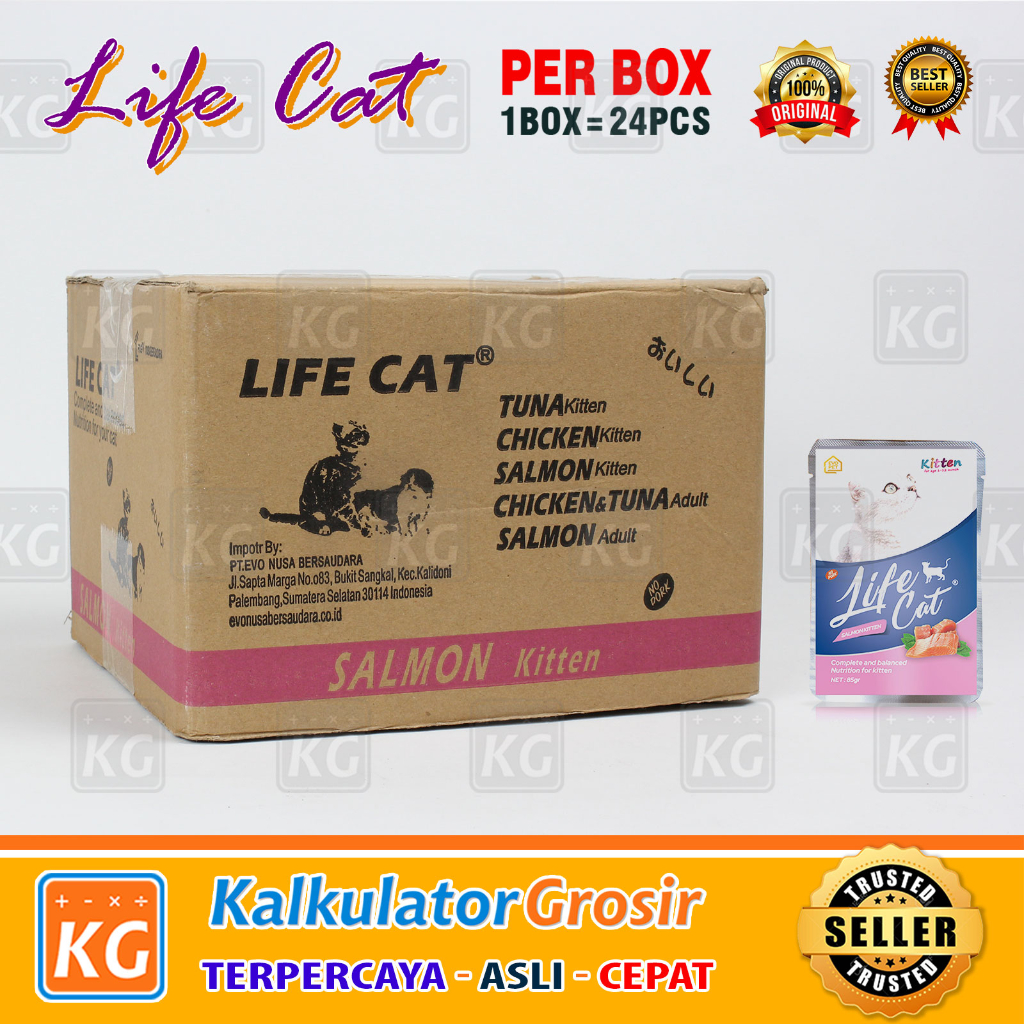Life Cat Pouch 1Box Makanan Kucing Basah Kitten Adult 85gr / 85 gr Sachet 1Box / Wet 24 Pcs 1 Box 1/2box 12pcs