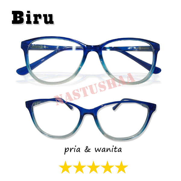 Kacamata Fashion Dewasa Lensa Trasnparant Anti Blueray Bentuk Oval Warna Frame Gradasi Untuk Pria dan Wanita (Unisex) NOCASE