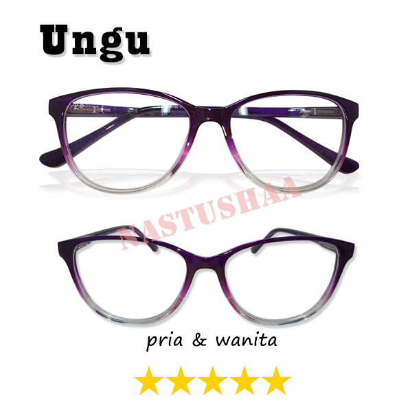 Kacamata Fashion Dewasa Lensa Trasnparant Anti Blueray Bentuk Oval Warna Frame Gradasi Untuk Pria dan Wanita (Unisex) NOCASE