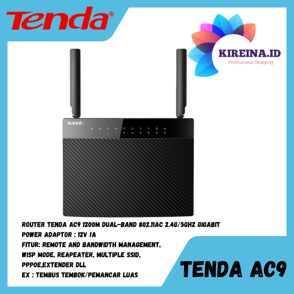 ROUTER TENDA AC9 M1200 SMART DUAL-BAND 802.11AC 2,4G/5GHZ GIGABIT SECOND NEW LIKE