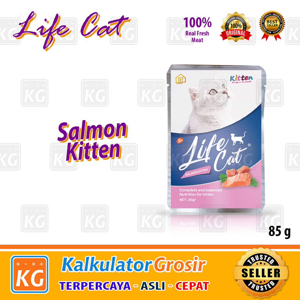 Makanan Kucing Basah Sachet Life Cat Pouch Kitten Adult 85gr Tuna / 85 gr Wet Salmon