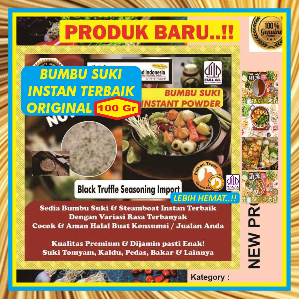 

Bumbu Shabu Instan Black Truffle Seasoning Import 100Gr Hotpot Sample Rasa Kuah Black Truffle Seasoning Import Kecil Halal Suki Steamboat Sabu Kuah Soup Original Stemboat Steambot Steamboot Sukiyaki Grill Bakar Instant Gafi Murah Enak Terbaik Premium Prom