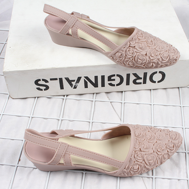 Sepatu Sandal Slop Flat Wanita Model Slip On Motif Bunga Tali Belakang Fashion Style Kasual Satu7an SPT-75