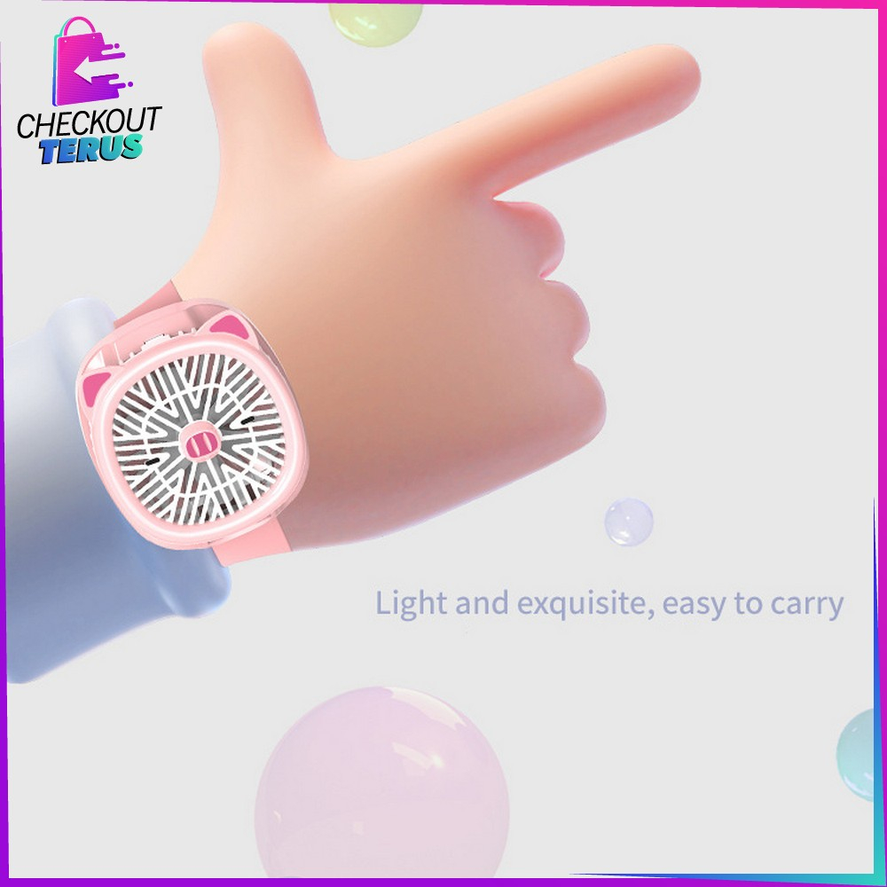 CT C875 Kipas Jam Tangan Mini Portable USB Rechargeable Wirst Watch Fan Kipas Angin Karakter Animal Model Jam Tangan Strap Kipas Kecil