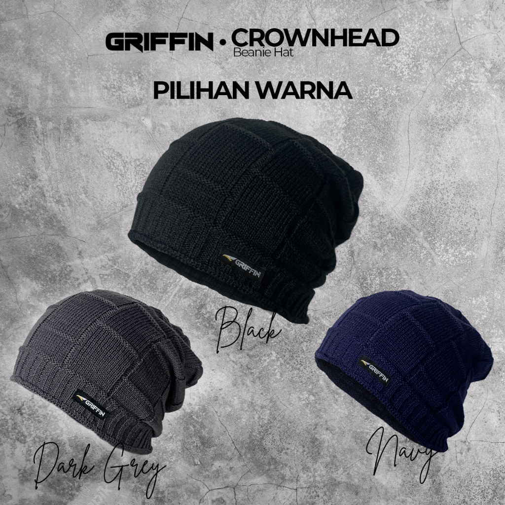 Topi Kupluk Pria Rajut Dewasa Keren Premium Crownhead by Griffin