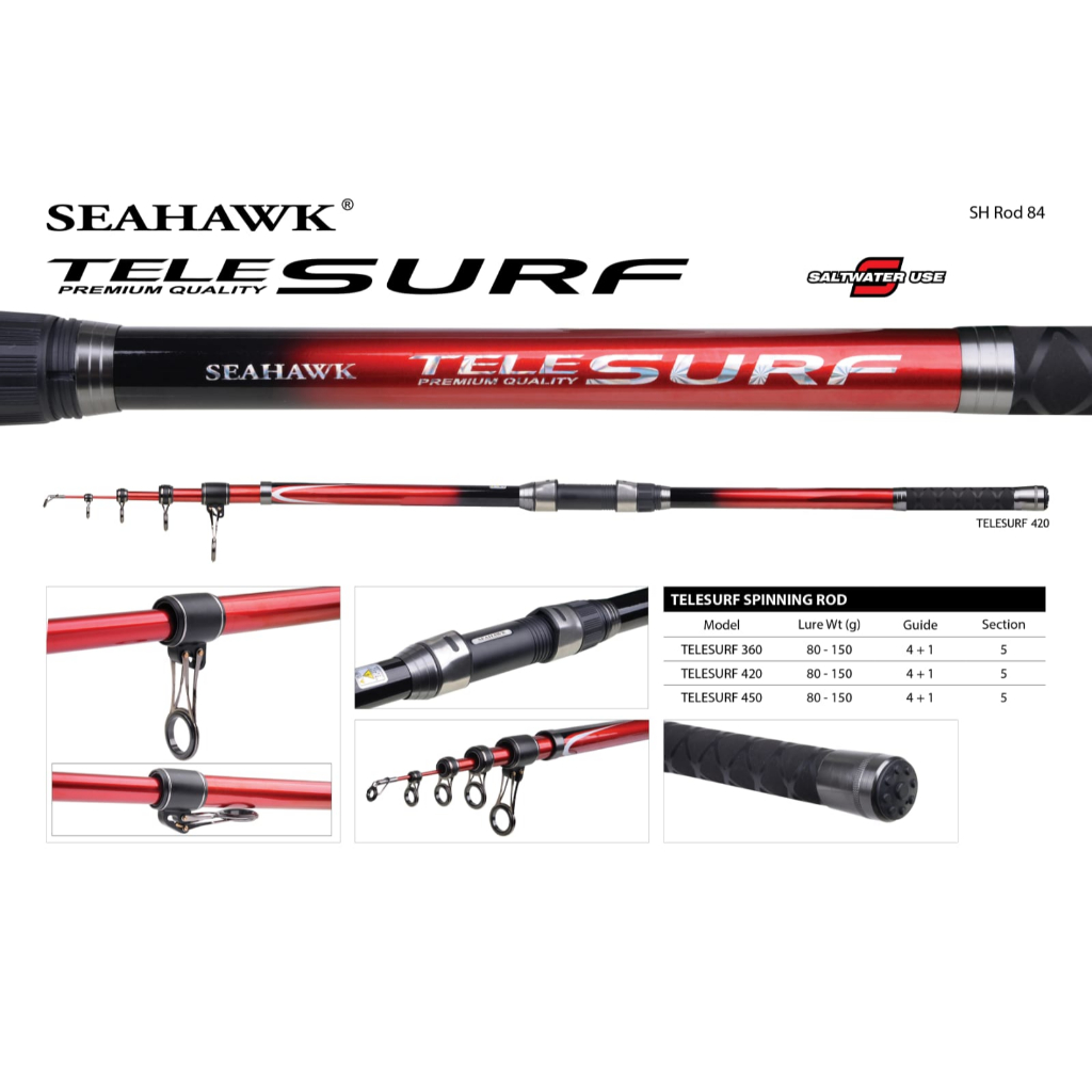 Joran Antena Seahawk Tele Surf 4506 ( Rod Carbon )