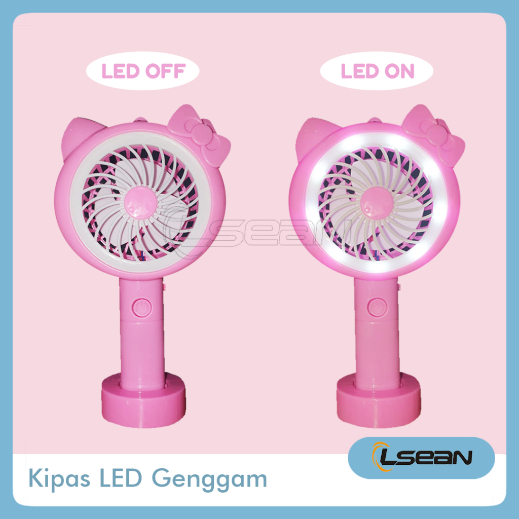 KIPAS GENGGAM LED BULAT KARAKTER KARTUN LUCU MINI USB RECHARGEABLE