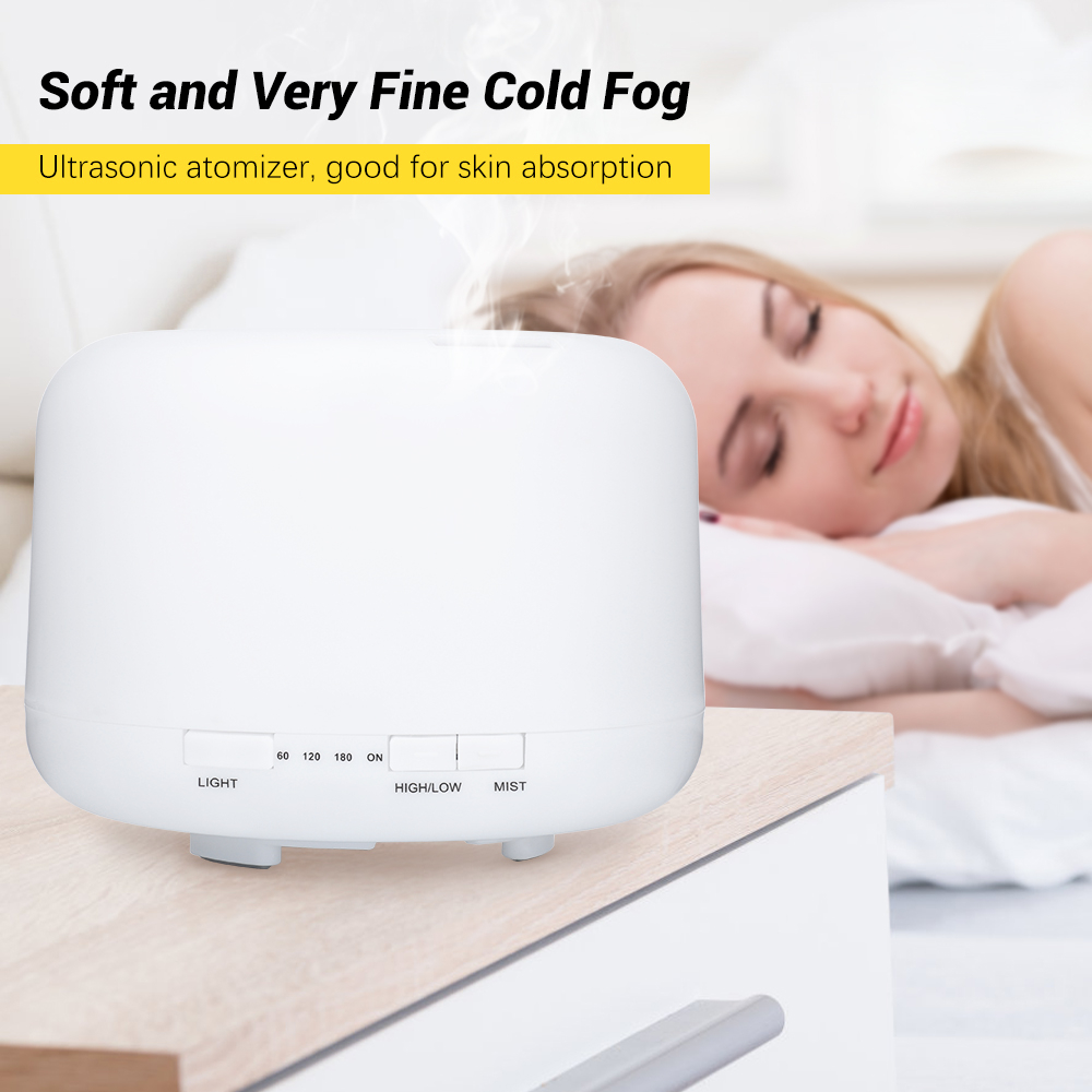 Ultrasonic Aroma Diffuser Humidifier 500ML+2 Pcs Free Essential Oil Air Purifier Remote Control 7 Led Colorful LED Pelembab Pengharum Ruangan