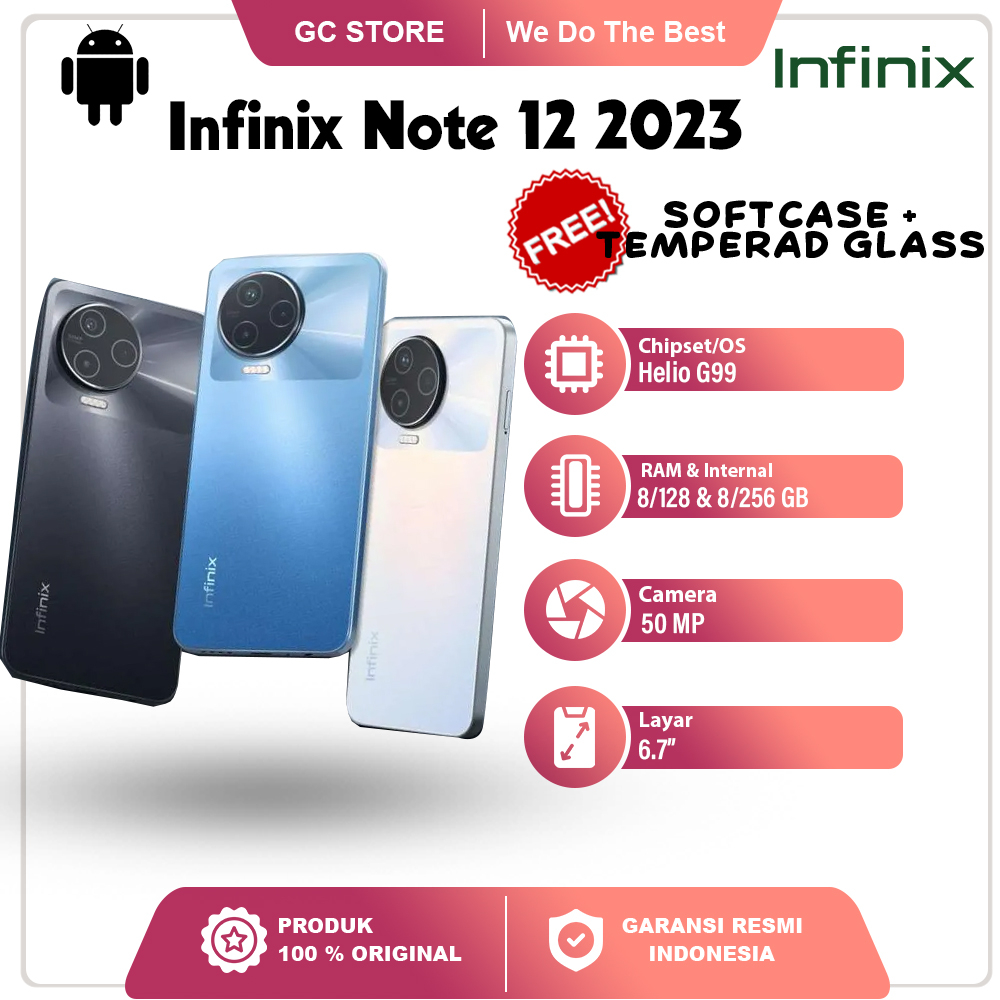 Infinix Note 12 2023 8/128 &amp; 8/256 GB Smartphone Handphone Android Garansi Resmi