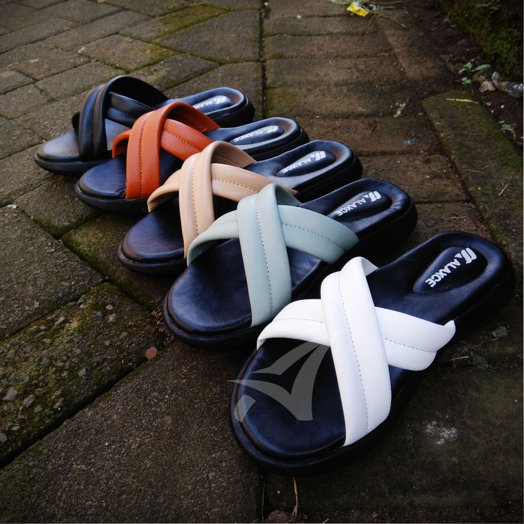ALAXCE Platform ban 2 Sandal slop wedges wanita sole tinggi empuk kasual kekinian