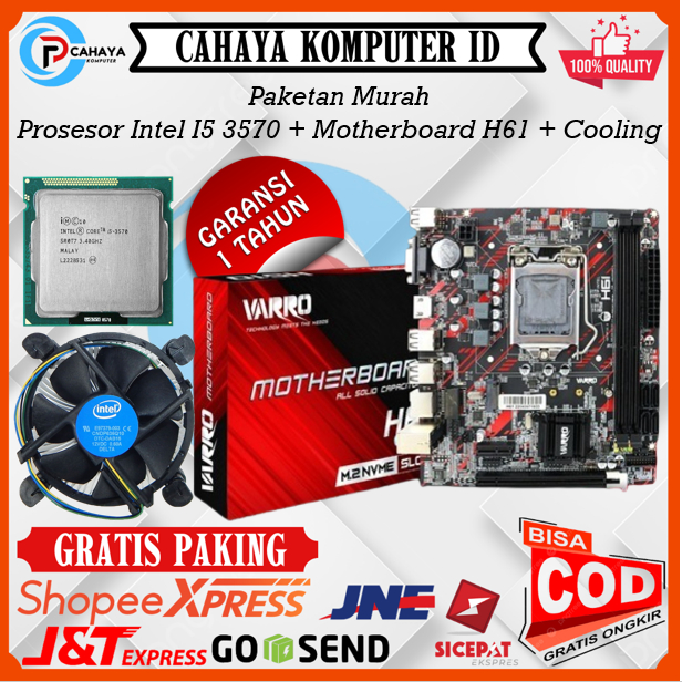 Paket Prosesor Intel I5 3570 + Motherboard H61 + Fan Cooling Intel Garansi 1 Tahun