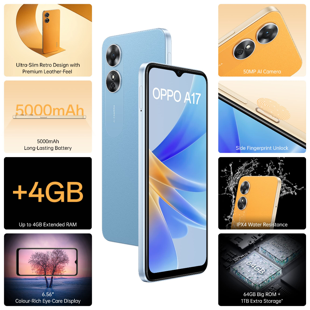 Oppo A17 4GB+64GB Garansi Resmi Oppo 1 Tahun