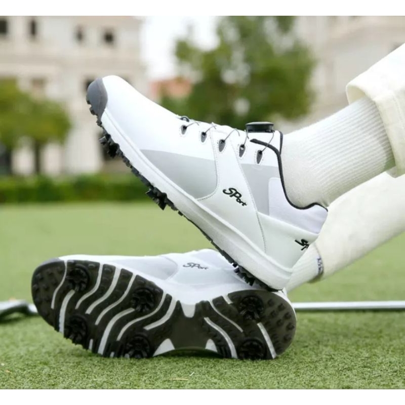 Sepatu Golf Tali Knob BOA Golf Shoes White 8005