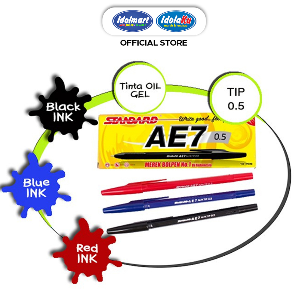 

IDOLMART Pulpen Standard AE7 Hitam / Merah Satuan - Bogor