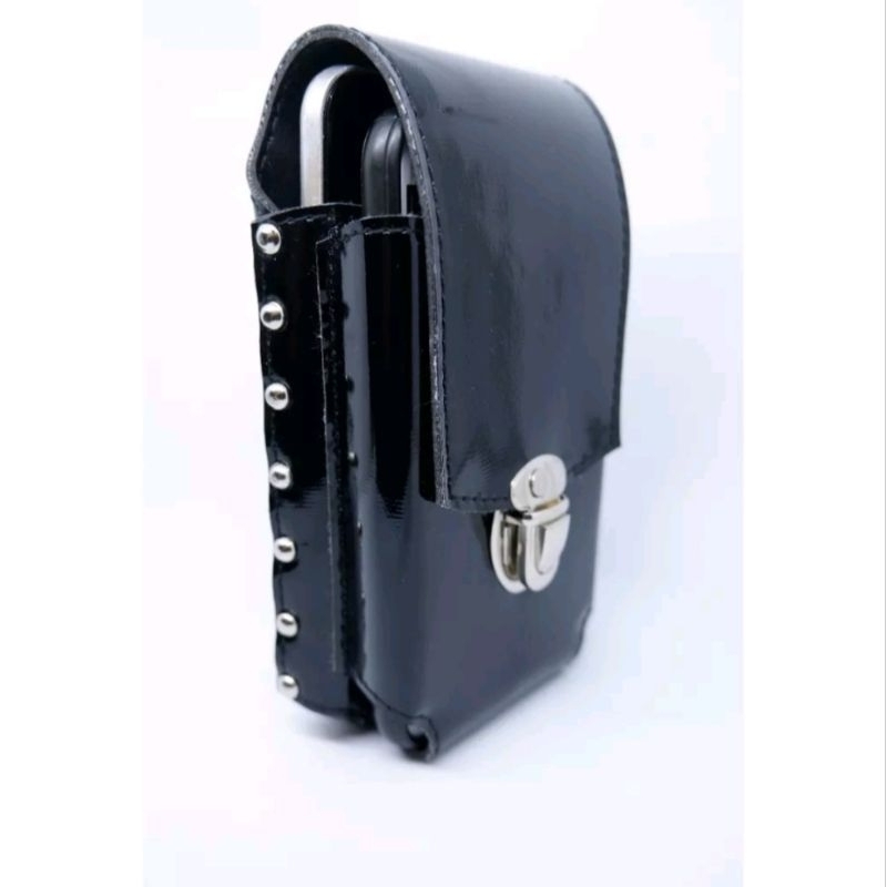 SARUNG HP PINGGANG DOUBLE SLOT//TEMPAT HP PINGGANG POLOS BIASA UNTUK POLISI TNI SATPAM SECURITY