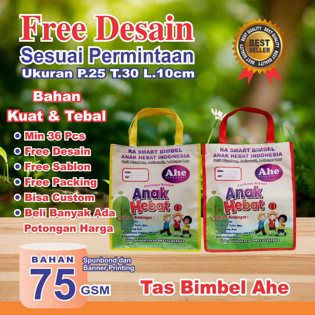 TAS PROMOSI USAHA BIMBEL/TAS SOUVENIR AHE