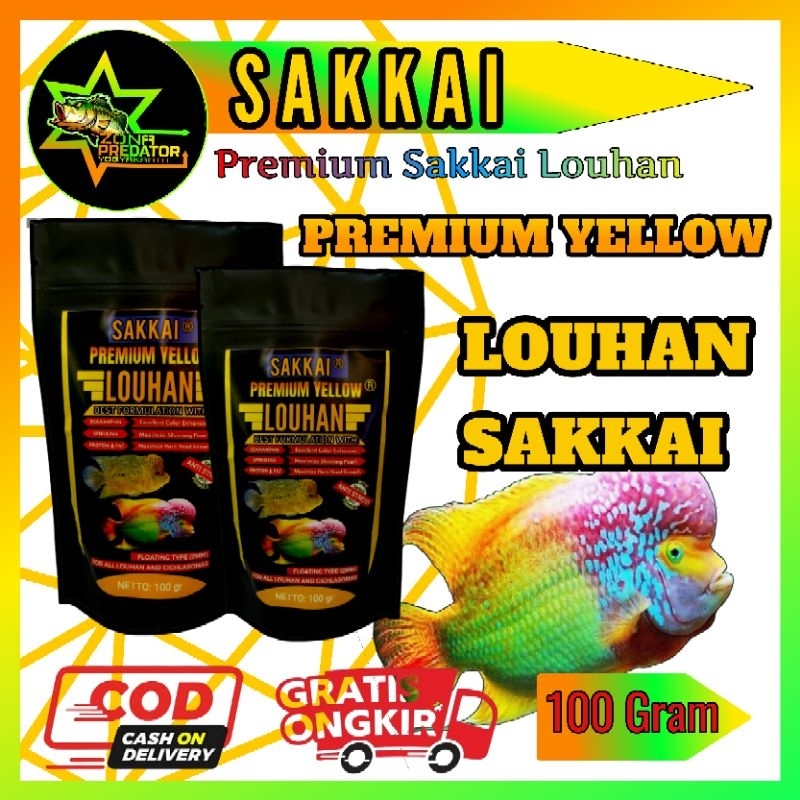 Pelet Premium Louhan Sakkai Louhan RED,BLUE,YELLOW 100Gram