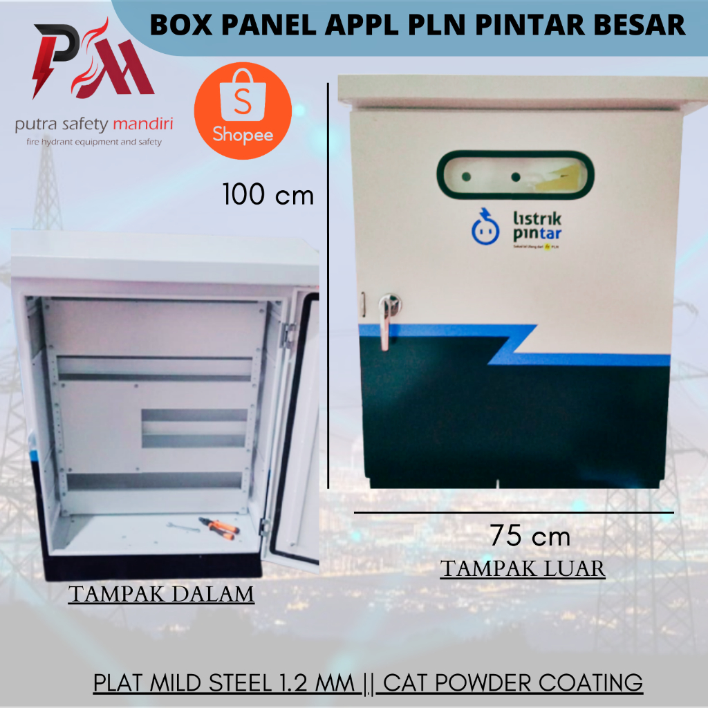 BOX PANEL APPL PLN PINTAR BESAR TANPA SEKAT KOTAK LISTRIK LUAR RUANGAN UKURAN 100 x 75 x 40 CM