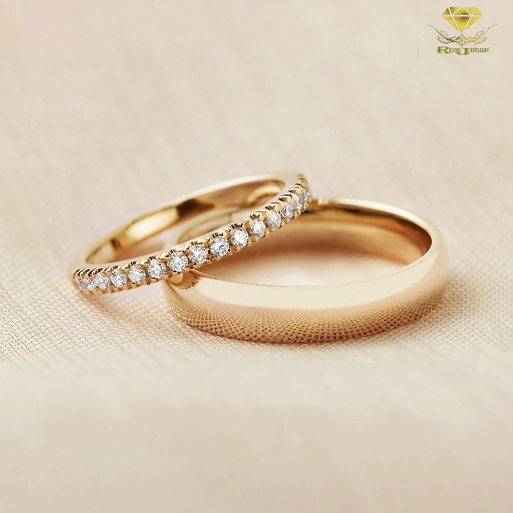 Cincin Couple Emas Berlian Eropa Asli ORI Kawin Nikah Tunangan Pernikahan Wedding Pria Wanita NM70