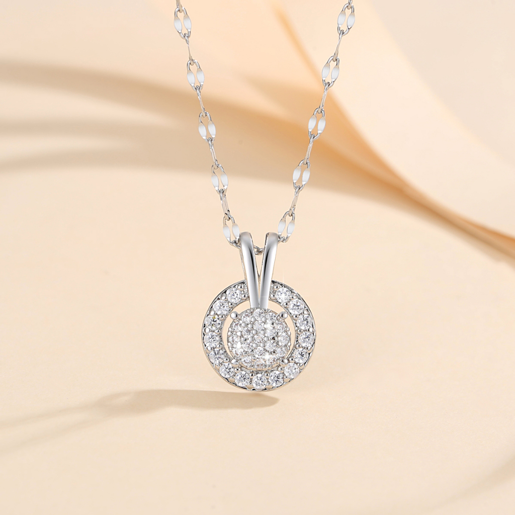 Y112 【Barang spot】Kalung Titanium Wanita Anti Karat Kristal Zirkon Liontin Mewah Lapis Emas 18k Perhiasan Korea