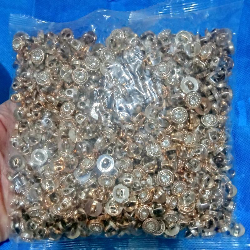 720 PCS Diameter 10 mm / 1cm  Kancing Baju Jamur permata emas bulat segi delapan