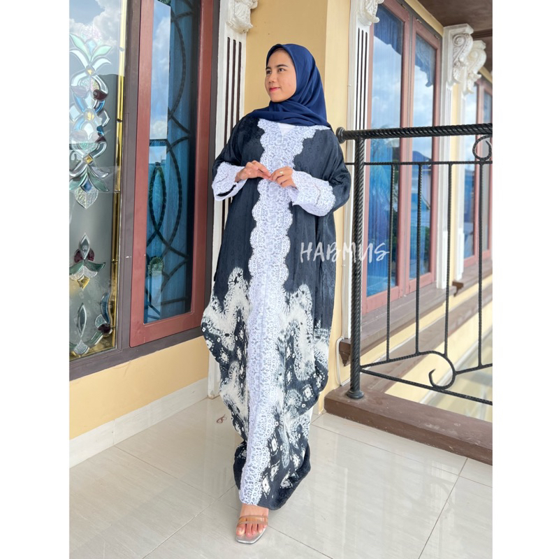 gamis kaftan jumputan palembang asli tenun bahan viscose mic lace