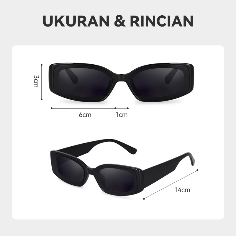 Kacamata Hitam Trendy Pria dan Wanita Bentuk Persegi Panjang Kecil Vintage Style Sunglasses Fashion Import