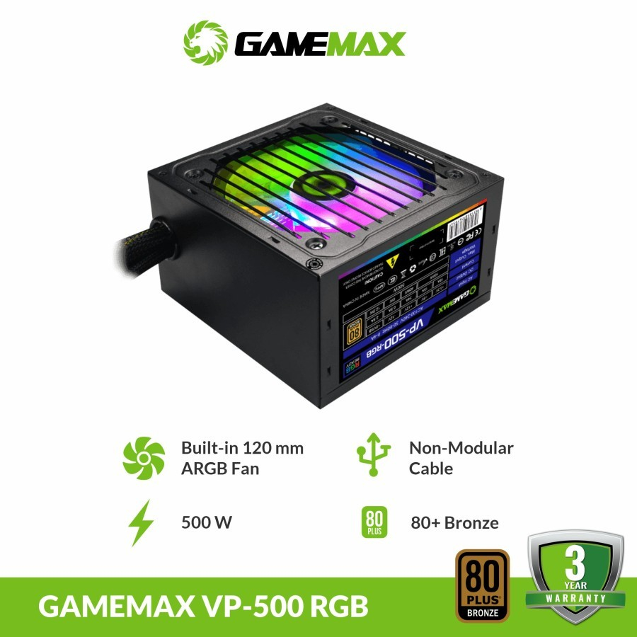 PSU Gamemax VP-500 RGB Performance Gaming 80+ Bronze Gamemax VP500 RGB