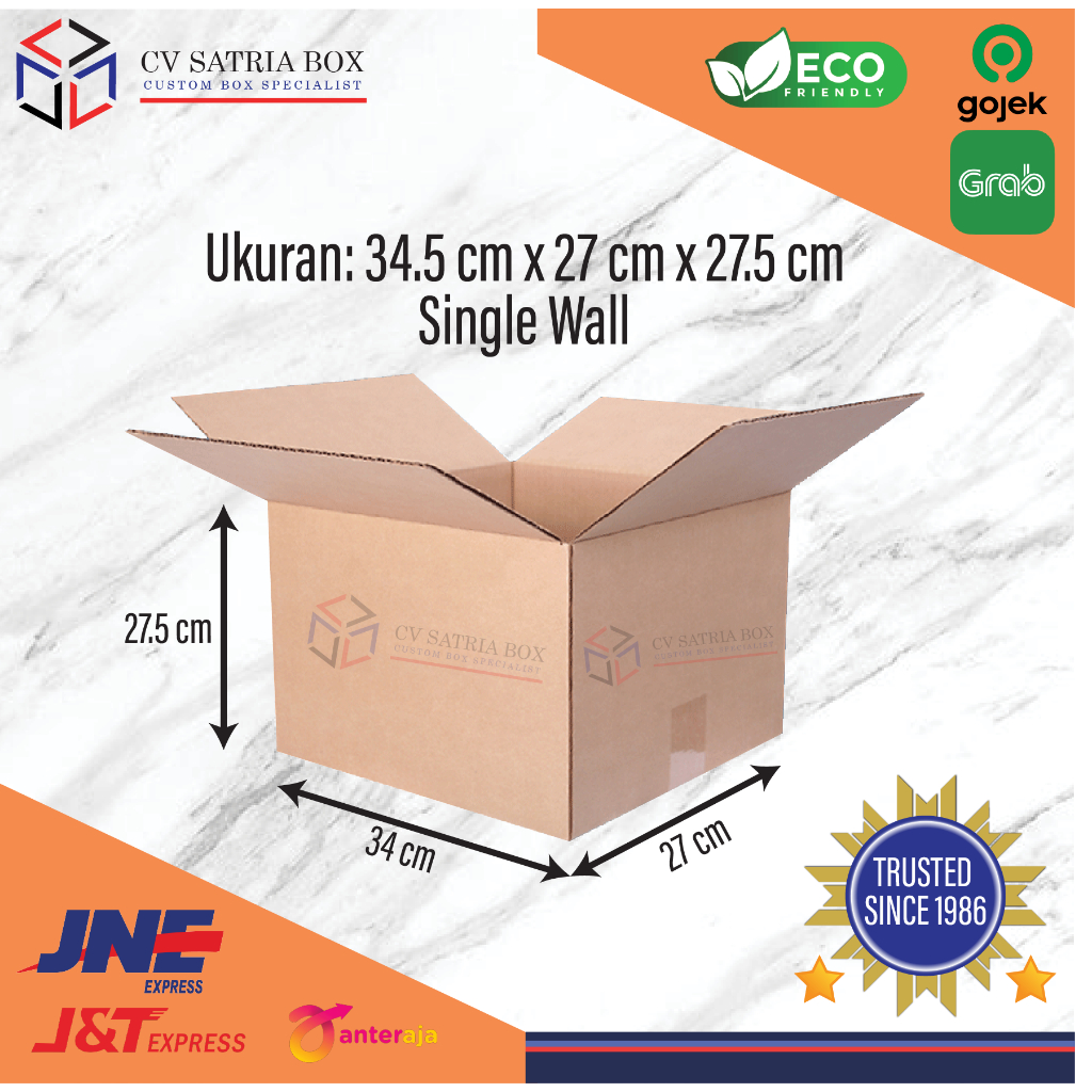 

Dus Packing Kardus Karton Box Corrugated Polos Murah Ukuran 34.5x27x27.5 cm (P x L x T) - Single Wall