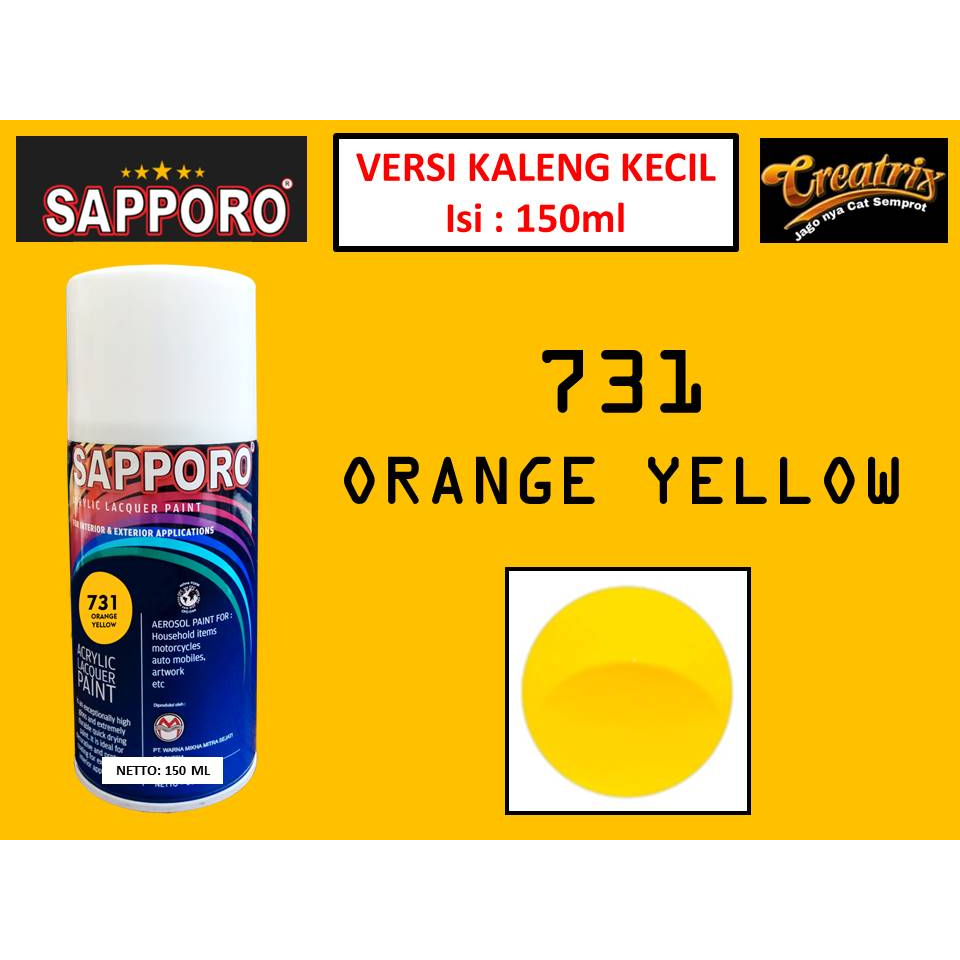 Sapporo Paint Orange Yellow 731/ Kuning/ cat semprot/ pylox/150ml