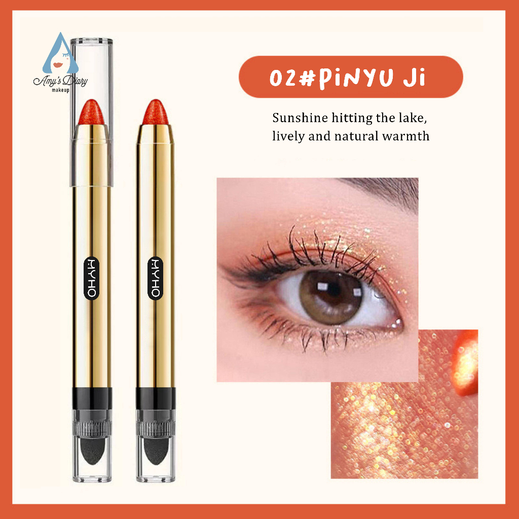 Eyeshadow Pensil 2 In 1 Plus Brush Matte Glitter Perona Mata Berkilau 6 Warna