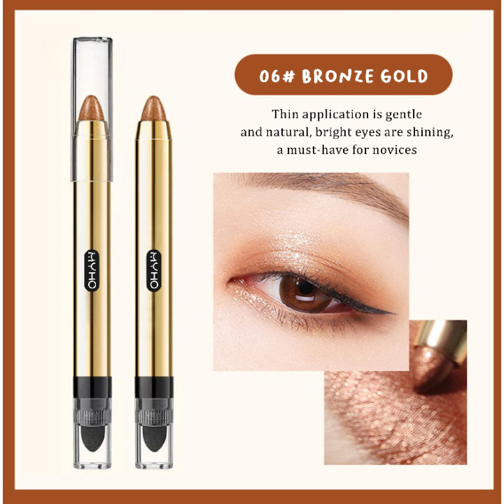 Eyeshadow Pensil 2 In 1 Plus Brush Matte Glitter Perona Mata Berkilau 6 Warna kualtias PREMIUM