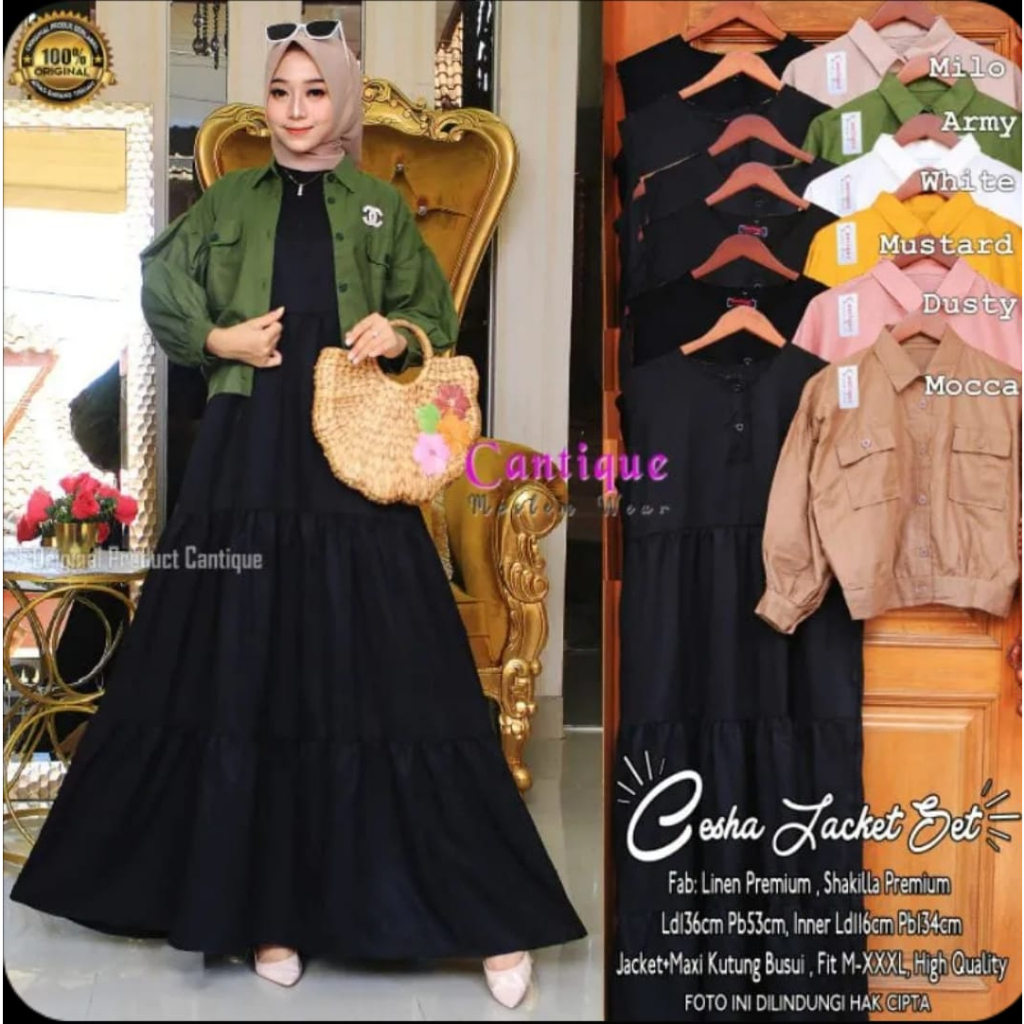 Setelan 2in 1 baju Dan Dress Iner Canda Susun Busui Outer Wanita model Terbaru