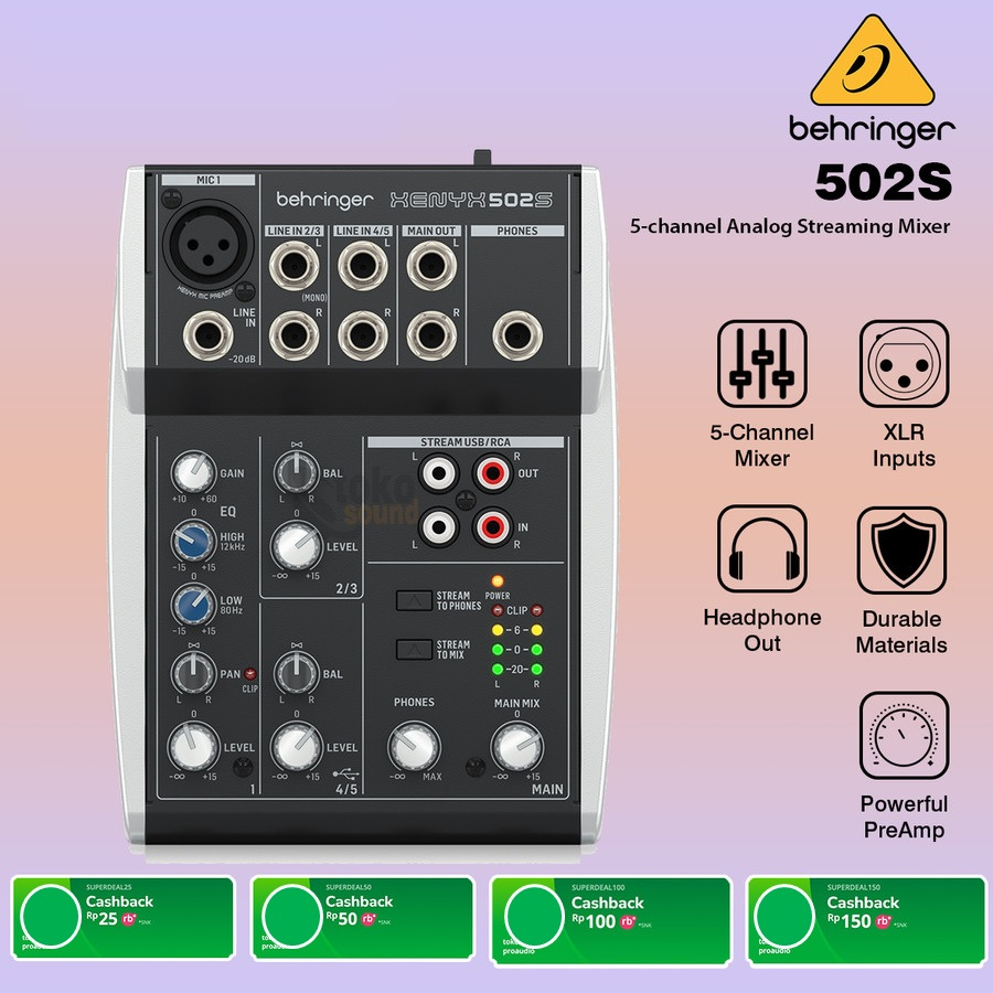 Behringer Xenyx 502S 5 Channel Mixer Analog Original