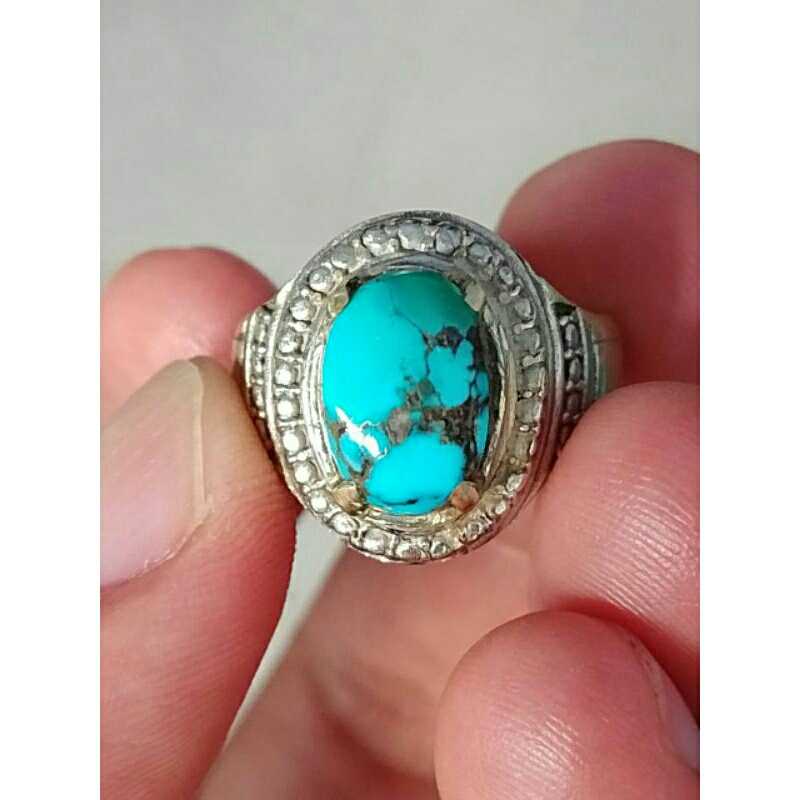 CINCIN BATU PIRUS PERSIA BIRU PANCI NATURAL