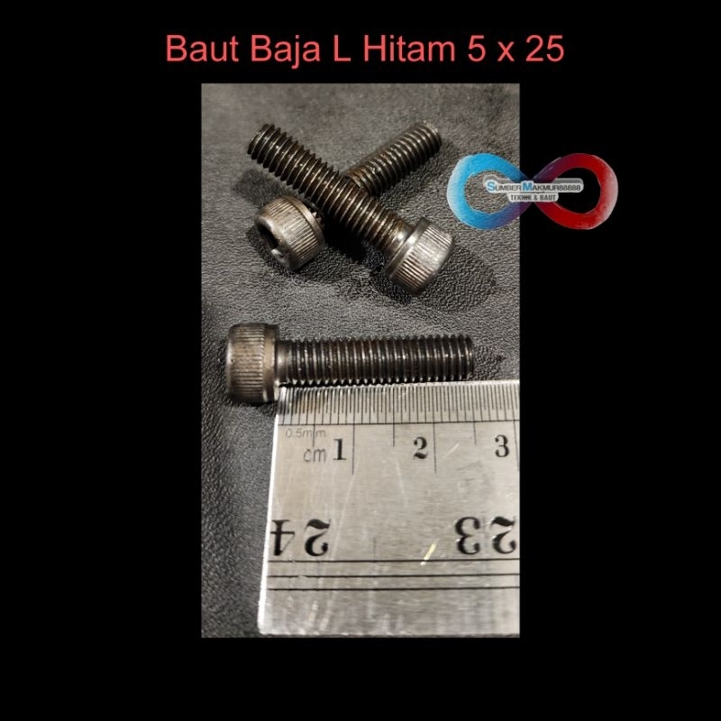 Baut L Baja 5x25 mm / Baut L Hitam