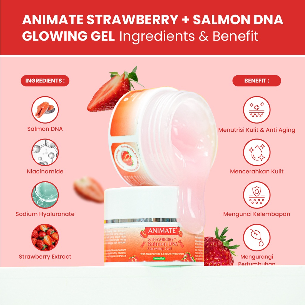 Animate Glowing Gel Beet + Salmon DNA Pelembab Wajah Moisturizer Animate Yuzu + Salmon DNA Glow Gel Mencerahkan Wajah Animate Skincare