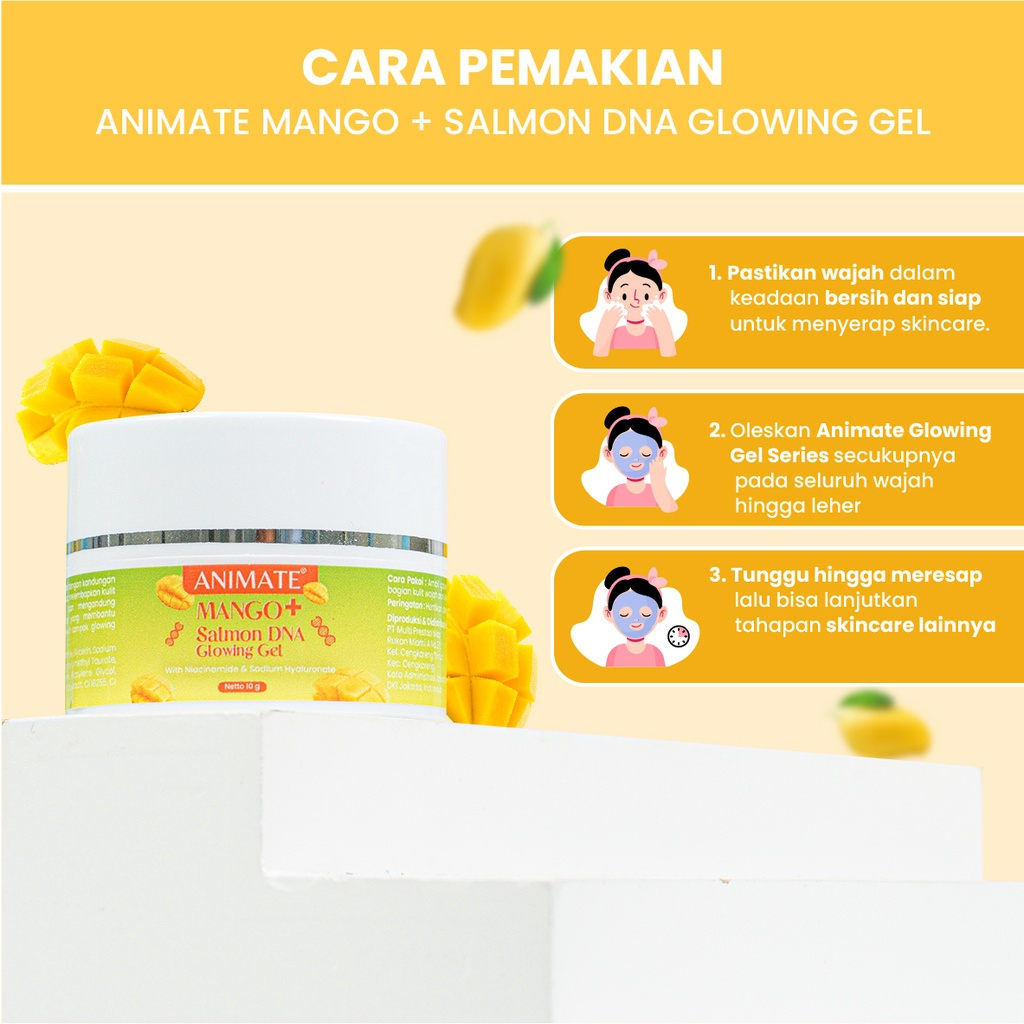 Animate Glowing Gel Beet + Salmon DNA Pelembab Wajah Moisturizer Animate Yuzu + Salmon DNA Glow Gel Mencerahkan Wajah Animate Skincare