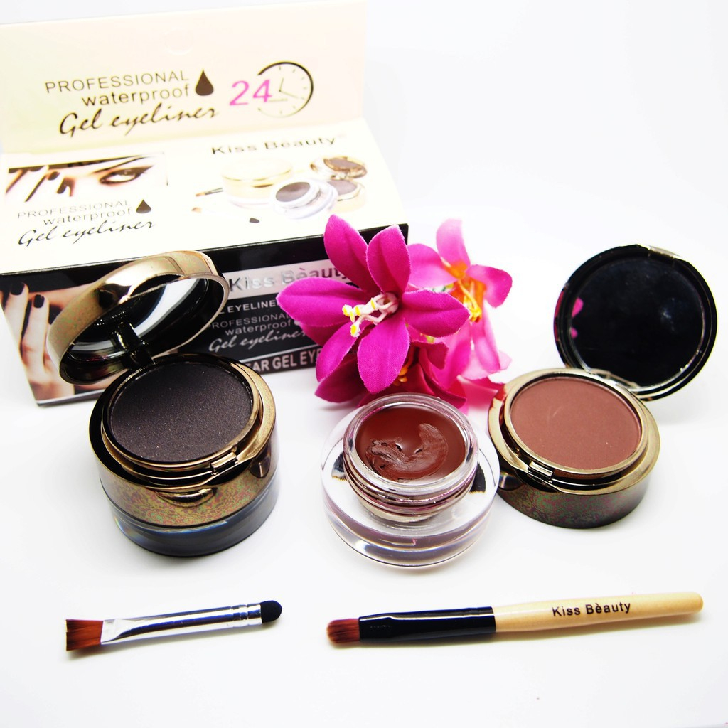 [satu Set] Eyebrow &amp; Eyeliner Gel Kiss 2in1 Termurah