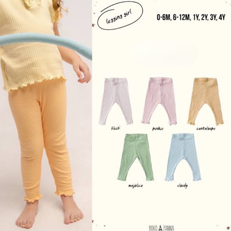 Bohopanna Legging Girl Reeb Celana Legging Panjang Anak Perempuan / Legging Ruffle 0-4 Tahun