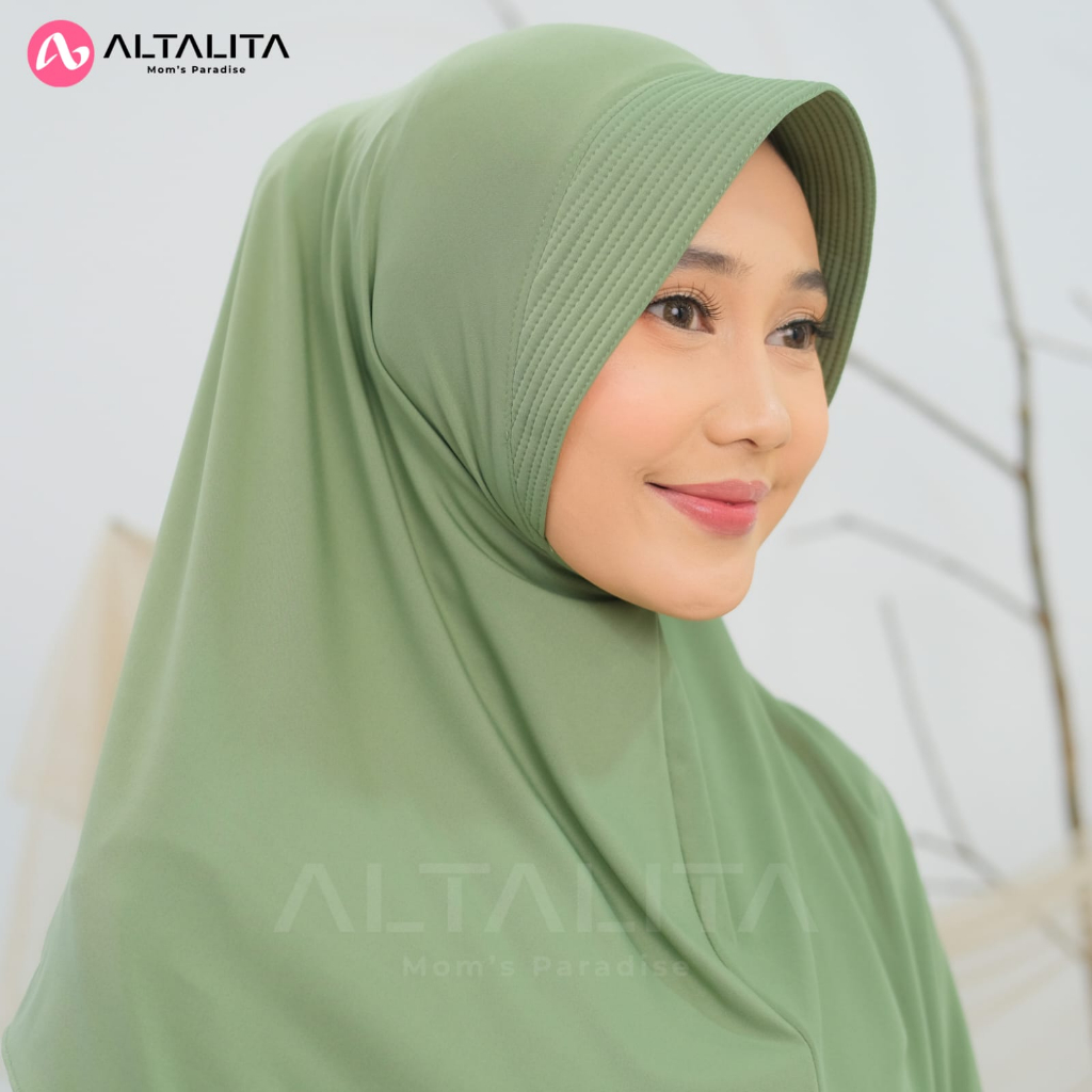 Altalita - Hijab Bergo Hamidah Label Besi Size L Kerudung Instan Menutup Dada Bahan Jersey Premium Terbaru Shaliza Series