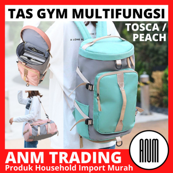 Jual TAS TRAVEL / TAS GYM / SPORT BAG / Ransel Wanita Multifungsi 2 Warna - Biru Muda Berkualitas