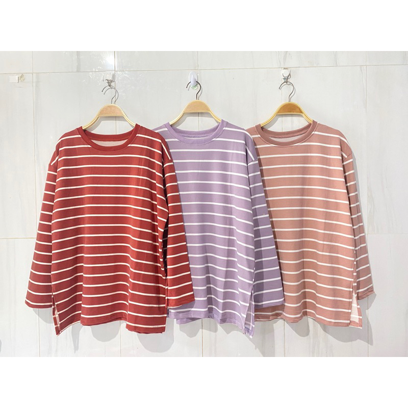 atasan kaos wanita salur oversize atasan wanita jumbo kaos