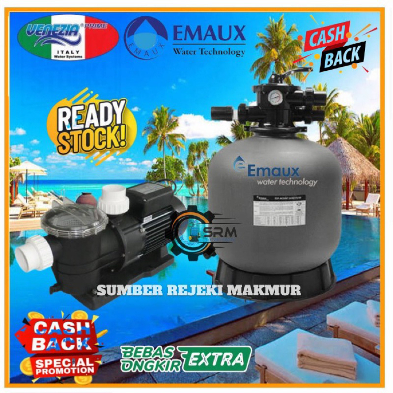 paket Pompa 1/2hp kolam renang Venezia stp50 Dan Filter Kolam 16 inchi