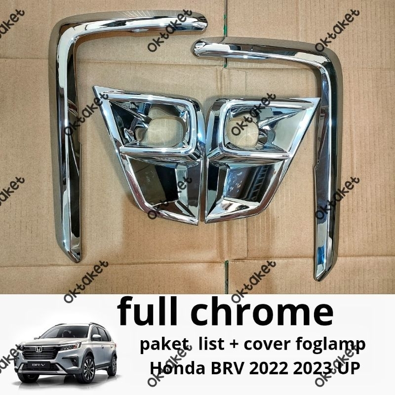 paket cover foglamp + list Foglamp Honda Brv 2022 2023 Model Dynamic Sporty Hitam Chrome jsl