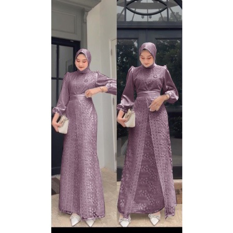 Big Promo Maxi Dress Malika Brukat Import Fashion Muslim Kualitas Premium