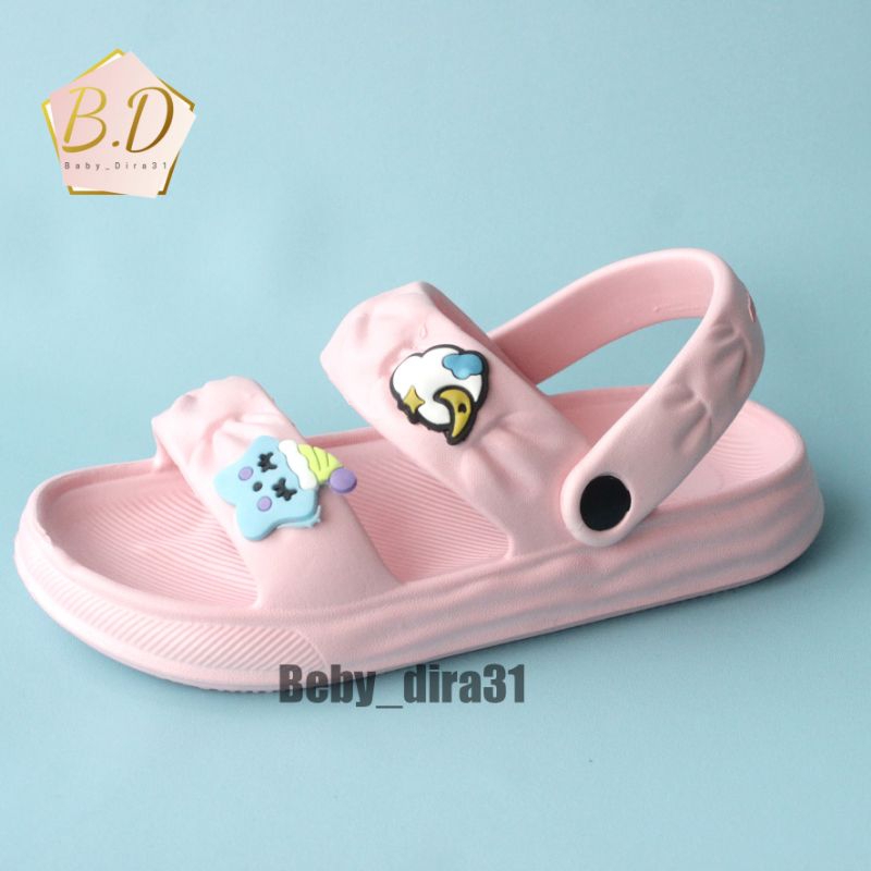 Sandal Anak Perempuan Model Tali Ban 2 Motif Lucu Kekinian/Bahan Eva